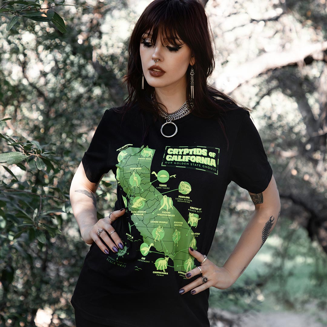 Cryptids of California graphic t-shirt