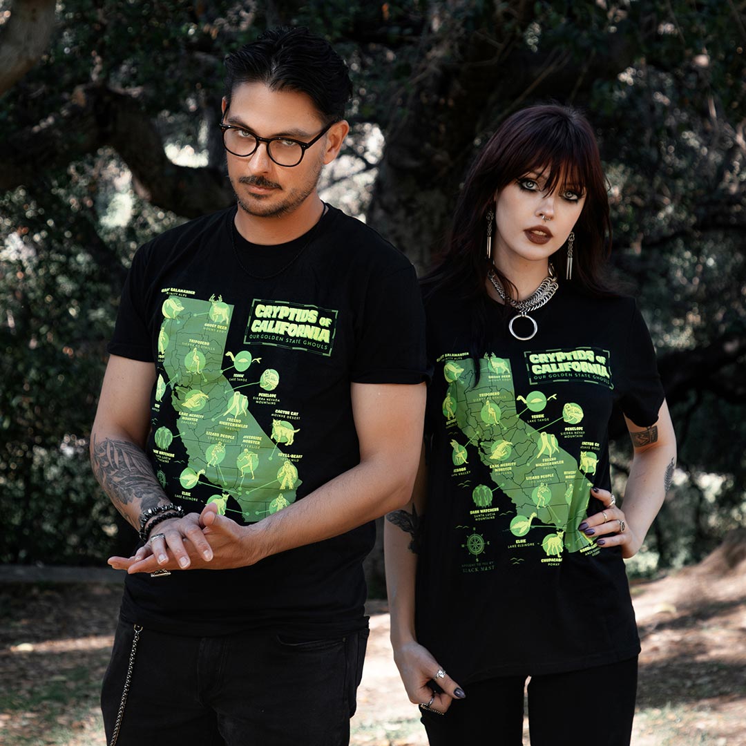 Cryptids of California graphic t-shirt