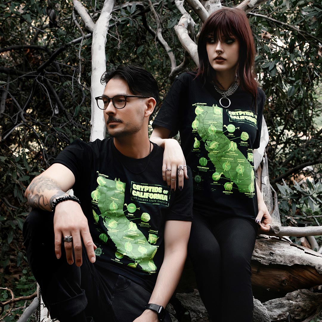Cryptids of California graphic t-shirt