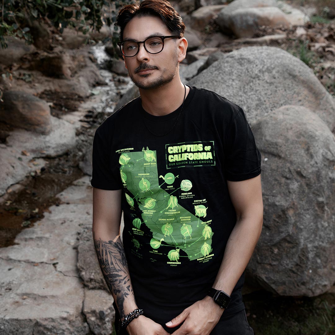 Cryptids of California graphic t-shirt