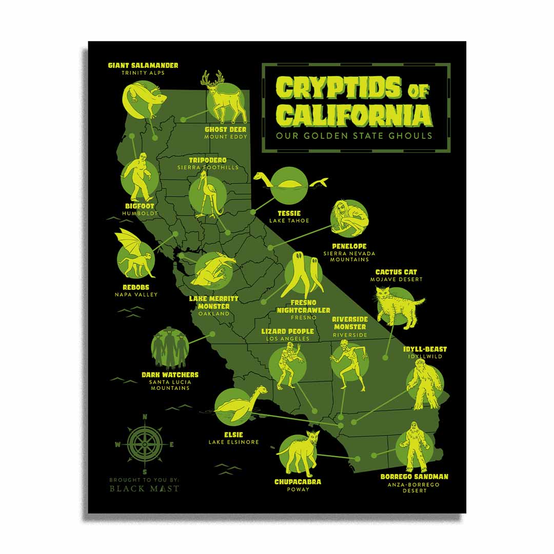 Cryptids of California 8"x10" print