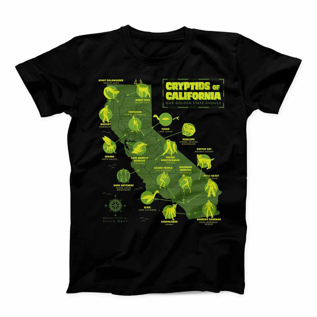 Cryptids of California graphic t-shirt