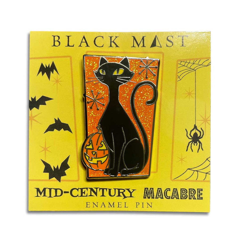 Mid-century Macabre Black Cat Enamel Pin
