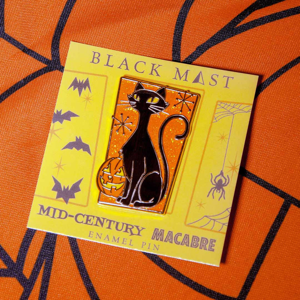 Mid-century Macabre Black Cat Enamel Pin