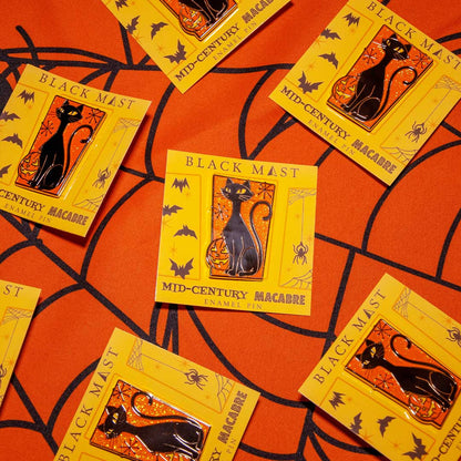 Mid-century Macabre Black Cat Enamel Pin