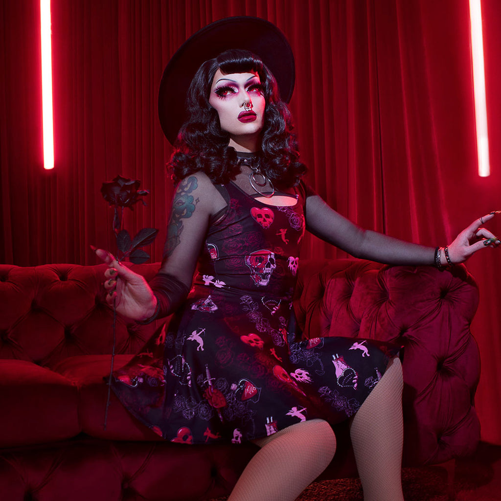 blood splatter skater dress BlackMilk Blood Splatter Reversible Skater Dress Size S Small Sample