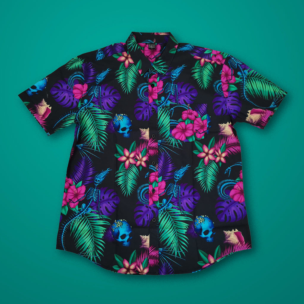 Black Miami Night Hawaiian Shirt